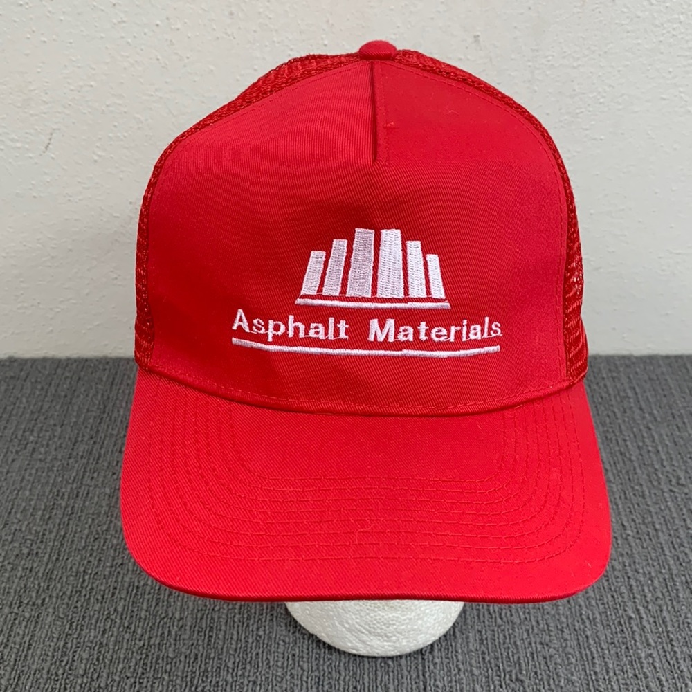 Asphalt Materials Trucker Hat Mens OSFM Red White Snapback Cap OTTO 32-285